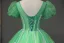 Chic / Beautiful Green Beading Pearl Sequins Prom Dresses 2023 Ball Gown V-Neck Puffy Short Sleeve Backless Floor-Length / Long Prom Formal Dresses