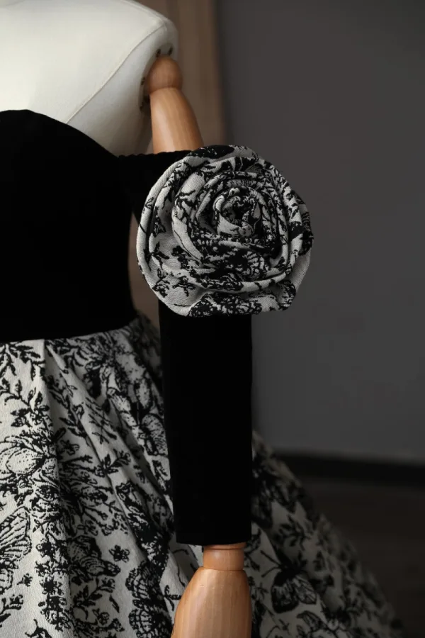 Vintage / Retro Black Butterfly Printing Prom Dresses 2023 Ball Gown Strapless Short Sleeve Backless Floor-Length / Long Prom Formal Dresses