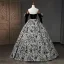 Vintage / Retro Black Butterfly Printing Prom Dresses 2023 Ball Gown Strapless Short Sleeve Backless Floor-Length / Long Prom Formal Dresses