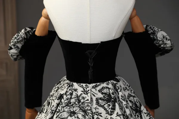 Vintage / Retro Black Butterfly Printing Prom Dresses 2023 Ball Gown Strapless Short Sleeve Backless Floor-Length / Long Prom Formal Dresses