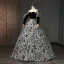 Vintage / Retro Black Butterfly Printing Prom Dresses 2023 Ball Gown Strapless Short Sleeve Backless Floor-Length / Long Prom Formal Dresses