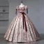 Vintage / Retro Burgundy Painted Floral Prom Dresses 2023 Square Neckline Short Sleeve Floor-Length / Long A-Line / Princess Quinceañera Formal Dresses
