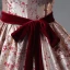 Vintage / Retro Burgundy Painted Floral Prom Dresses 2023 Square Neckline Short Sleeve Floor-Length / Long A-Line / Princess Quinceañera Formal Dresses