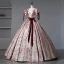 Vintage / Retro Burgundy Painted Floral Prom Dresses 2023 Square Neckline Short Sleeve Floor-Length / Long A-Line / Princess Quinceañera Formal Dresses