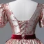 Vintage / Retro Burgundy Painted Floral Prom Dresses 2023 Square Neckline Short Sleeve Floor-Length / Long A-Line / Princess Quinceañera Formal Dresses