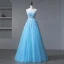 Flower Fairy Sky Blue Prom Dresses 2023 Spaghetti Straps Formal Dresses Tulle Sleeveless Homecoming Ball Gown