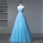 Flower Fairy Sky Blue Prom Dresses 2023 Spaghetti Straps Formal Dresses Tulle Sleeveless Homecoming Ball Gown