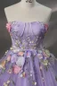 Flower Fairy A-Line / Princess Corset Prom Dresses 2023 Lavender Lace Flower Sleeveless Dancing Formal Dresses