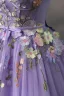 Flower Fairy A-Line / Princess Corset Prom Dresses 2023 Lavender Lace Flower Sleeveless Dancing Formal Dresses