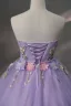 Flower Fairy A-Line / Princess Corset Prom Dresses 2023 Lavender Lace Flower Sleeveless Dancing Formal Dresses