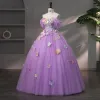 Eventyr Prinsesse Lilac Gallakjoler 2023 Stropløs Forlovelses Udendørs / Have Balkjole Blomsten Kjoler