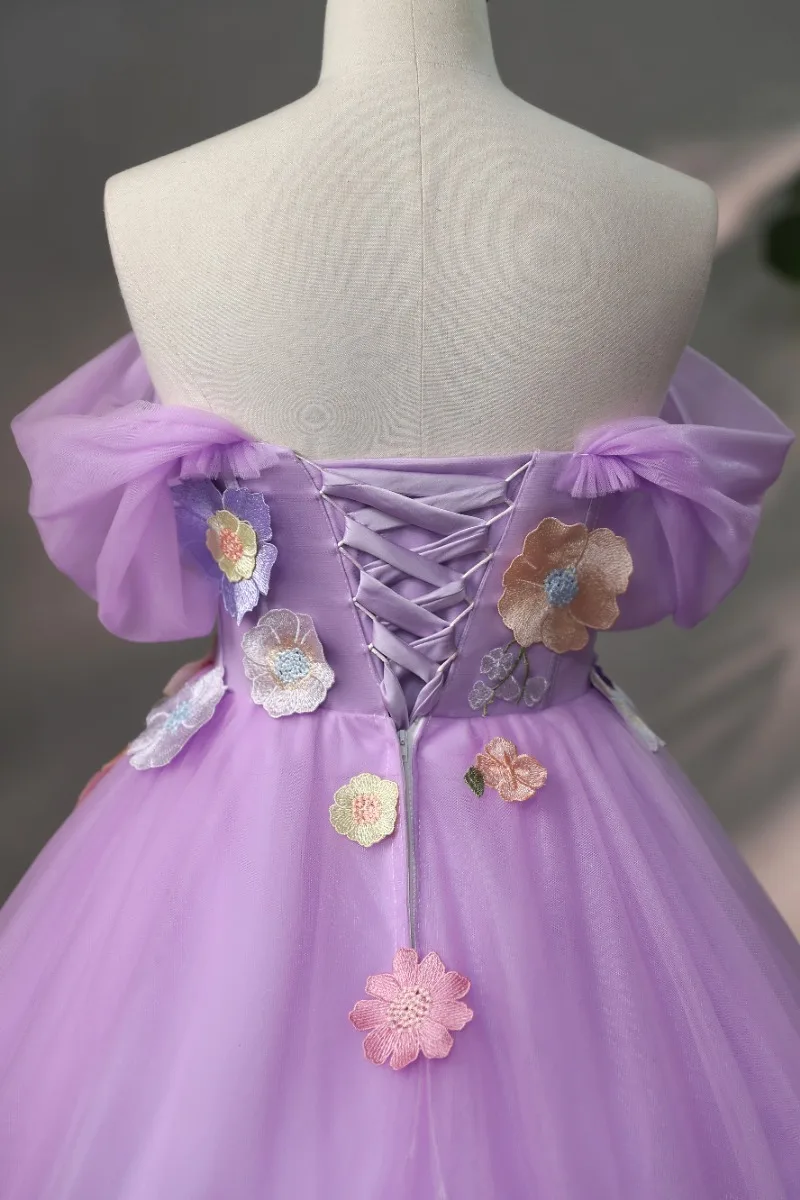 Fairytale A-Line Princess Lilac Prom Dresses 2023 Strapless Engagement Outdoor Garden