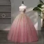 Sparkly Ball Gown Dusky Pink Prom Dresses 2023 Spaghetti Straps Sleeveless Quinceañera Glitter Formal Dresses