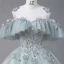 Lovely Sage Green Prom Dresses 2023 A-Line / Princess Cowl Neck Short Sleeve Crossed Straps Glitter Sequins Tulle Formal Dresses