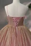 Sparkly Ball Gown Dusky Pink Prom Dresses 2023 Spaghetti Straps Sleeveless Quinceañera Glitter Formal Dresses