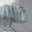 Lovely Sage Green Prom Dresses 2023 A-Line / Princess Cowl Neck Short Sleeve Crossed Straps Glitter Sequins Tulle Formal Dresses