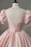 Lovely Blushing Pink Bow Prom Dresses 2024 Ball Gown Square Neckline Puffy Short Sleeve Backless Floor-Length / Long Prom Formal Dresses