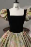 Vintage / Retro Black Printing Prom Dresses 2024 Ball Gown Square Neckline Puffy Short Sleeve Backless Bow Floor-Length / Long Formal Dresses
