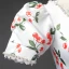 Elegant White Cherry Printing Prom Dresses 2023 Ball Gown Pearl Square Neckline Short Sleeve Backless Floor-Length / Long Prom Formal Dresses