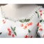 Elegant White Cherry Printing Prom Dresses 2023 Ball Gown Pearl Square Neckline Short Sleeve Backless Floor-Length / Long Prom Formal Dresses