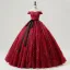 Chic Bordeaux Glitter Paillettes Noeud Ceinture Robe De Bal 2025 Robe Boule De l'épaule Sans Manches Dos Nu Longue Tulle Promo Robe De Ceremonie