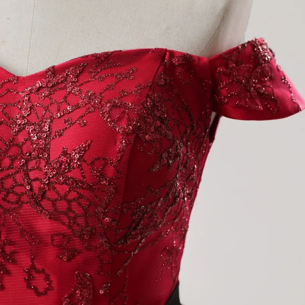 Chic Bordeaux Glitter Paillettes Noeud Ceinture Robe De Bal 2025 Robe Boule De l'épaule Sans Manches Dos Nu Longue Tulle Promo Robe De Ceremonie