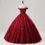 Chic Bordeaux Glitter Paillettes Noeud Ceinture Robe De Bal 2025 Robe Boule De l'épaule Sans Manches Dos Nu Longue Tulle Promo Robe De Ceremonie