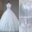 Sparkly Silver Sequins Prom Dresses 2023 Ball Gown Rhinestone Spaghetti Straps Sash Sleeveless Backless Floor-Length / Long Prom Formal Dresses