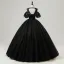 Vintage / Retro Black Sequins Flower Prom Dresses 2025 Ball Gown Scoop Neck Short Sleeve Backless Floor-Length / Long Tulle Prom Formal Dresses