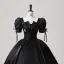 Vintage / Retro Black Beading Lace Flower Satin Prom Dresses 2025 Ball Gown Square Neckline Puffy Short Sleeve Backless Floor-Length / Long Prom Formal Dresses