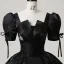 Vintage / Retro Black Beading Lace Flower Satin Prom Dresses 2025 Ball Gown Square Neckline Puffy Short Sleeve Backless Floor-Length / Long Prom Formal Dresses