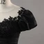Elegant Black Beading Flower Satin Prom Dresses 2023 Ball Gown Scoop Neck Puffy Short Sleeve Backless Floor-Length / Long Prom Formal Dresses