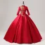 Vintage / Retro Chinese style Red Phoenix Embroidered Sequins Satin Prom Dresses 2025 Ball Gown High Neck Long Sleeve Backless Floor-Length / Long Prom Formal Dresses