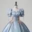 Elegant Sky Blue Embroidered Satin Prom Dresses 2025 Ball Gown Square Neckline Puffy Short Sleeve Backless Floor-Length / Long Prom Formal Dresses