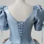 Elegant Sky Blue Embroidered Satin Prom Dresses 2025 Ball Gown Square Neckline Puffy Short Sleeve Backless Floor-Length / Long Prom Formal Dresses