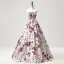Elegant Ivory Floral Prom Dresses 2025 Ball Gown Strapless Sleeveless Backless Floor-Length / Long Prom Formal Dresses