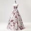 Elegant Ivory Floral Prom Dresses 2025 Ball Gown Strapless Sleeveless Backless Floor-Length / Long Prom Formal Dresses