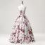 Elegant Ivory Floral Prom Dresses 2025 Ball Gown Strapless Sleeveless Backless Floor-Length / Long Prom Formal Dresses