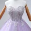 Sparkly Quinceañera Ballkjole Lavendel Ballkjoler 2024 Kryssede Stropper Beading Blad Lange Tyll Kjæreste Uten Ermer Formelle Kjoler