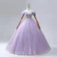 Sparkly Quinceañera Ballkjole Lavendel Ballkjoler 2024 Kryssede Stropper Beading Blad Lange Tyll Kjæreste Uten Ermer Formelle Kjoler