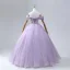 Sparkly Quinceañera Ballkjole Lavendel Ballkjoler 2024 Kryssede Stropper Beading Blad Lange Tyll Kjæreste Uten Ermer Formelle Kjoler