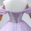Sparkly Quinceañera Ballkjole Lavendel Ballkjoler 2024 Kryssede Stropper Beading Blad Lange Tyll Kjæreste Uten Ermer Formelle Kjoler