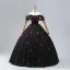 Romantic A-Line / Princess Black Red Sequins Prom Dresses 2024 Crossed Straps Ruffle Floor-Length / Long Off-The-Shoulder Sleeveless Ball Gown Formal Dresses