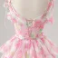 Flower Fairy Rose Flower Blushing Pink Prom Dresses 2025 Sweet 16 Homecoming A-Line / Princess Spaghetti Straps Formal Dresses Crossed Straps Detachable Sleeveless