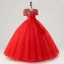 Vintage / Retro Red Bow Sash Lace Flower Prom Dresses 2025 Ball Gown V-Neck Short Sleeve Prom Floor-Length / Long Tulle Formal Dresses