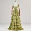 Chic / Beautiful Lime Green Cascading Ruffles Printing Prom Dresses 2024 Spaghetti Straps A-Line / Princess Sleeveless Backless Floor-Length / Long Prom Formal Dresses