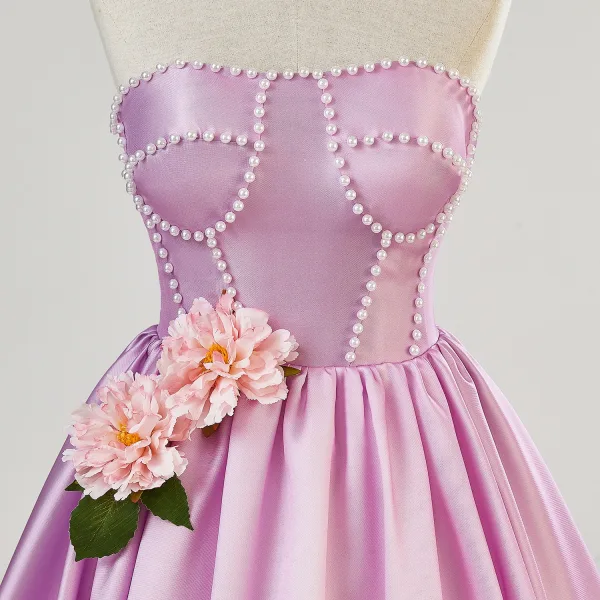 Fée Des Fleurs Dégradé De Couleur Rose Bonbon Perle Appliques Robe De Bal 2024 Princesse Bustier Sans Manches Dos Nu Longue Promo Robe De Ceremonie