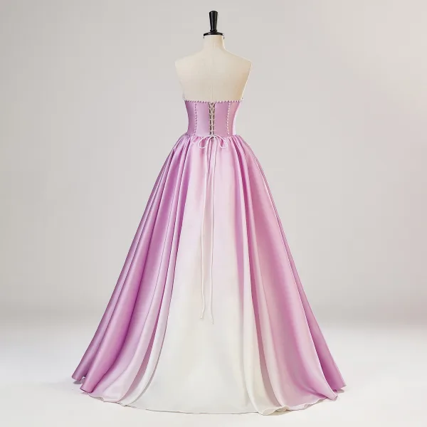 Fée Des Fleurs Dégradé De Couleur Rose Bonbon Perle Appliques Robe De Bal 2024 Princesse Bustier Sans Manches Dos Nu Longue Promo Robe De Ceremonie