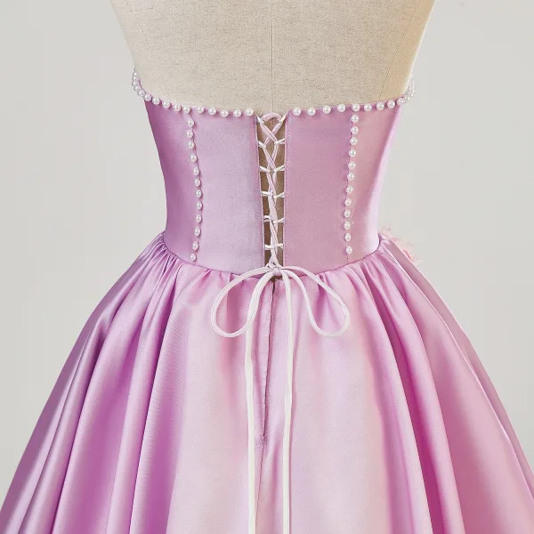 Fée Des Fleurs Dégradé De Couleur Rose Bonbon Perle Appliques Robe De Bal 2024 Princesse Bustier Sans Manches Dos Nu Longue Promo Robe De Ceremonie