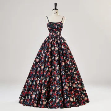 Schick Multifarben Blumen Ballkleider 2024 Ballkleid Spaghettiträger Ärmellos Rückenfreies Lange Ball Festliche Kleider